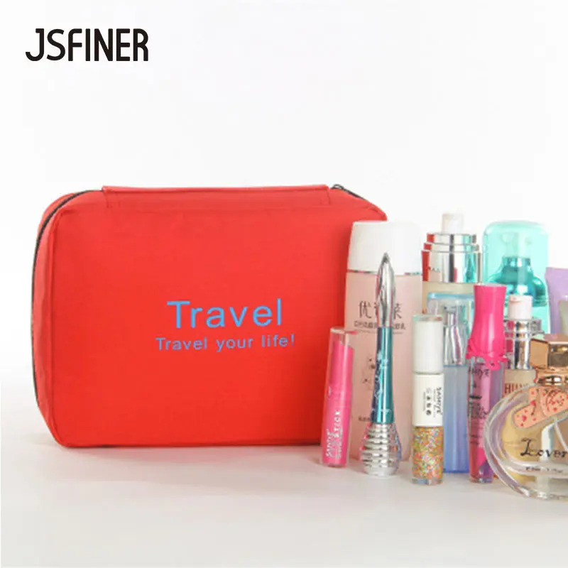JSFINER Women Waterproof Cosmetic Cases Female Foldable Letter Storage
