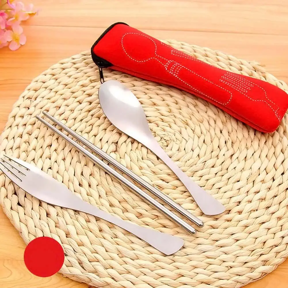Outdoor Camping Cutlery Set 3PCS Portable Dinnerware Set Travel Picnic