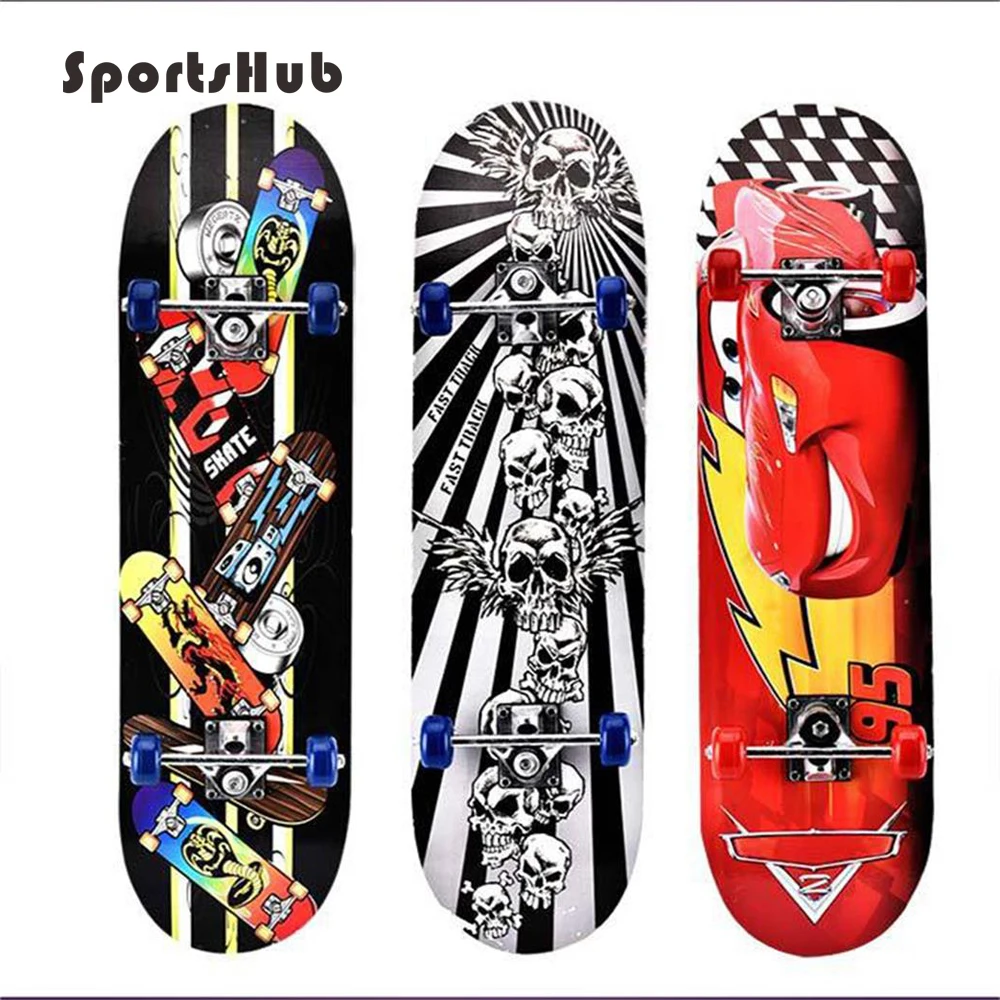 

SPORTSHUB Outdoor Amateur Maple Wood Children Skateboard With PVC Wheels Cartoon Stickers Kids Skate Board CS0003