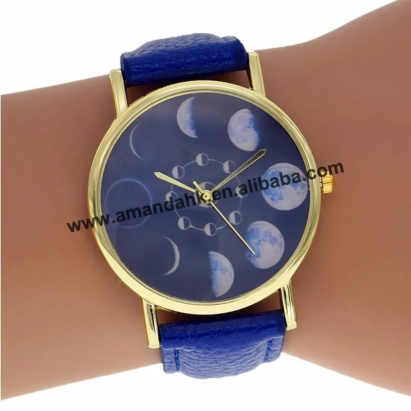 トップ卸売宇宙腕時計ユニークな女性クォーツ時計ブライト革レディースメンズスポーツ腕時計 Watch F Watch Fashionwatch Unique Aliexpress
