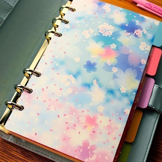 

Harphia Separate Page A5 A6 Planner Divider Flower Series Creative Match for 6 Holes Loose Leaf Notebook Agenda Journals