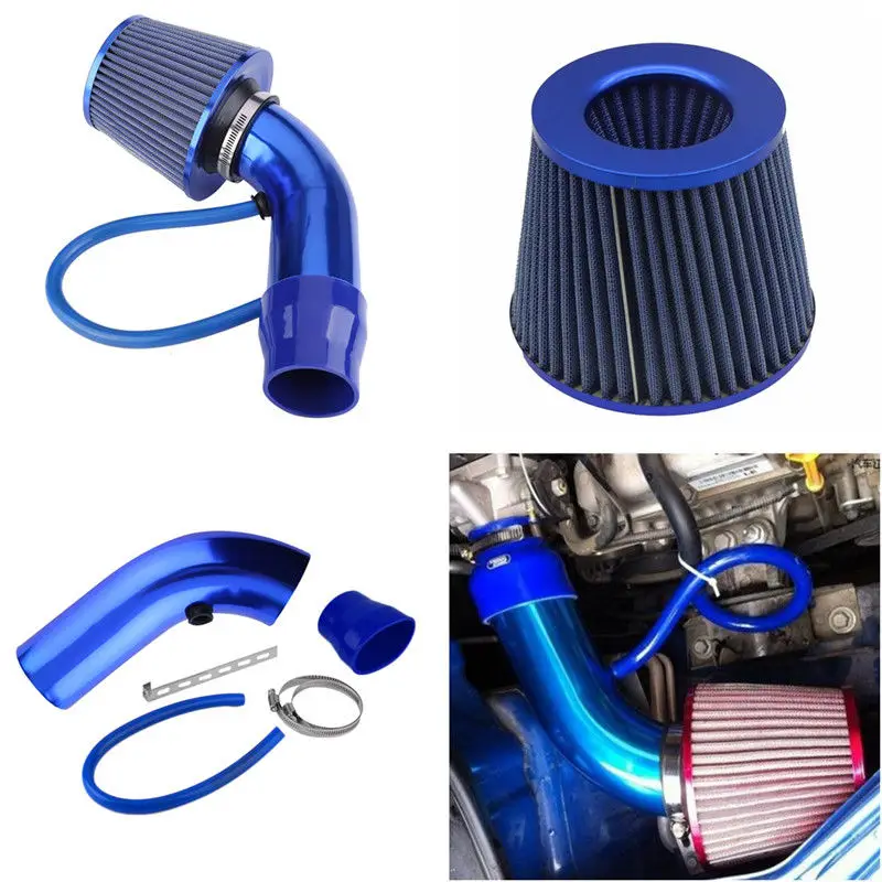 

Car styling Air Intake Kit Blue Pipe Diameter 3" +Cold Air Intake Filter+ Clamp+ Accessories Bell Air Filter Cooling Admission