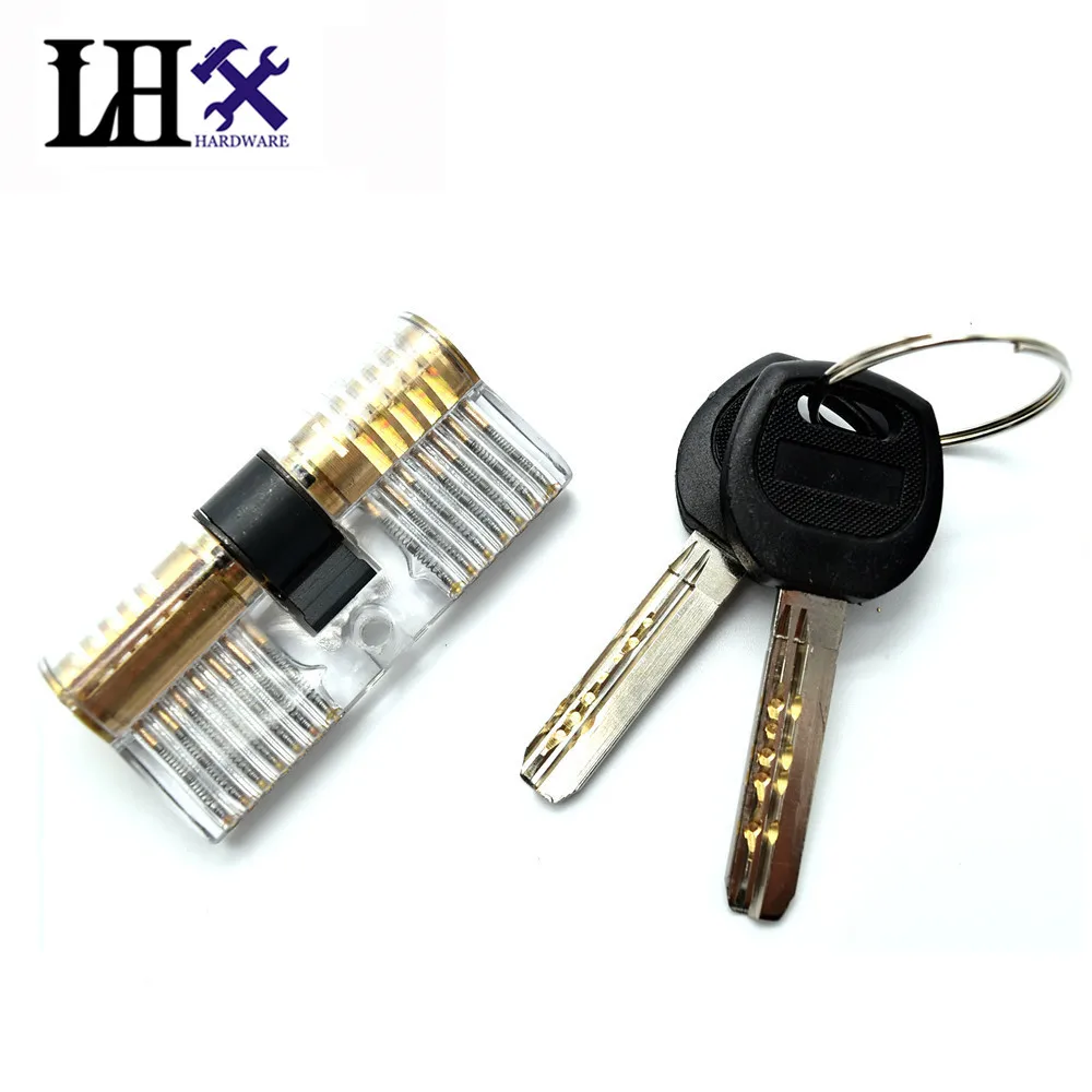 

LHX Hardware Transparent Lock View of Both End Practice 7Pin Pick Training Door Lock Skill 2Keys Pick Set For Beginner