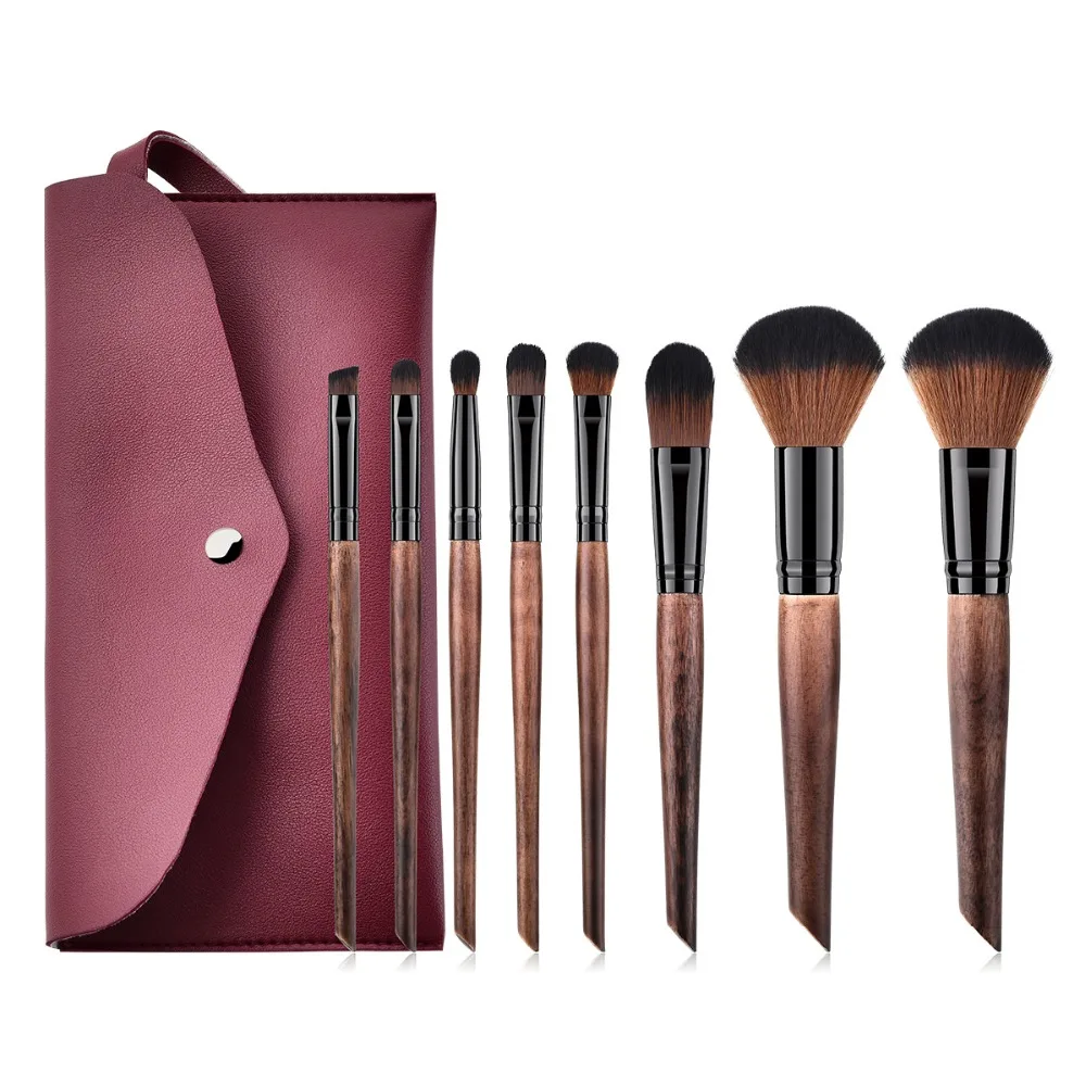 

Synthetic Makeup Brushes Set 8pcs Eye Shadow Big Powder Foundation Brushes With PU Leather Cosmetic Bag pincel Make Up Brush Kit