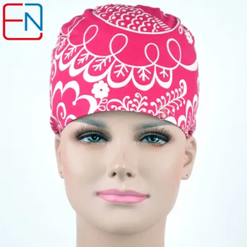 

Hennar 2018 Hospital Surgical Cap Women 100% Cotton Red Printed Medical Clinic Caps Adjustable Medical Accessories For Women