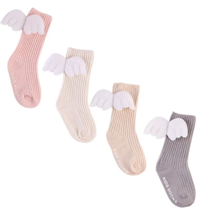 Новые модные милые мягкие носки с оборками для маленьких детей гетры, Чулки с крыльями ангела, От 0 до 4 лет