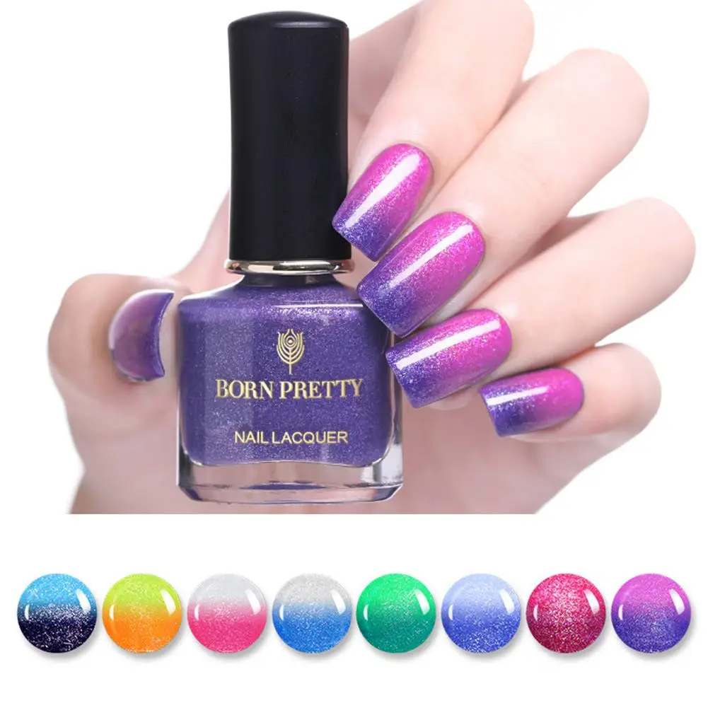 

Hot Glitter Gradient Color Nail Polish Quick Drying Temperature Change Varnish Base