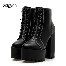 Gdgydh Fashion Women Ankle Boots High Heel 2019 Autumn Thick High Heels Shoes Casual Round Toe Platform Boots Woman Promotion цена Gdgydh Fashion Women Ankle Boots High Heel 2019 Autumn Thick High Heels Shoes Casual Round Toe Platform Boots Woman Promotion цены онлайн