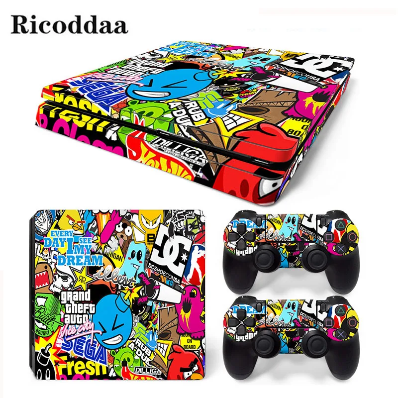 

Bombing Design Decal Cover for PS4 Slim Skin Sticker For Sony Play Station 4 Slim Console and 2 Controller Protective Stickers