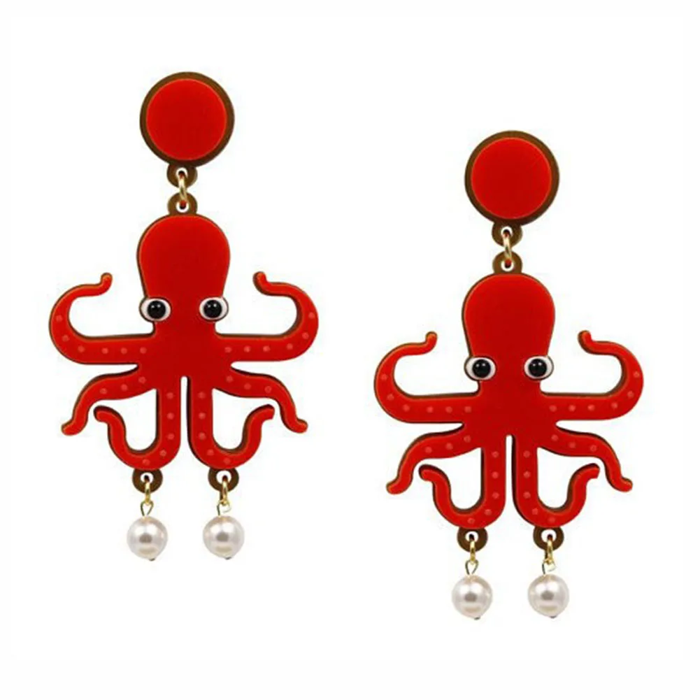 

Fabala Trendy Earrings Lobster Octopus Personality Acrylic Dangle Retro Fun