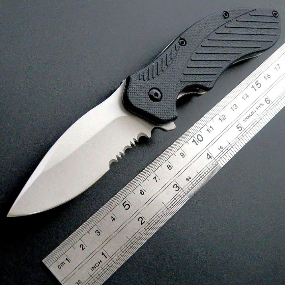 

New Designed Knife Outdoor Folding Knives 1605ST 8Cr13Mov Serrated Steel Blade Glass Fiber Handle EDC Hand Tool