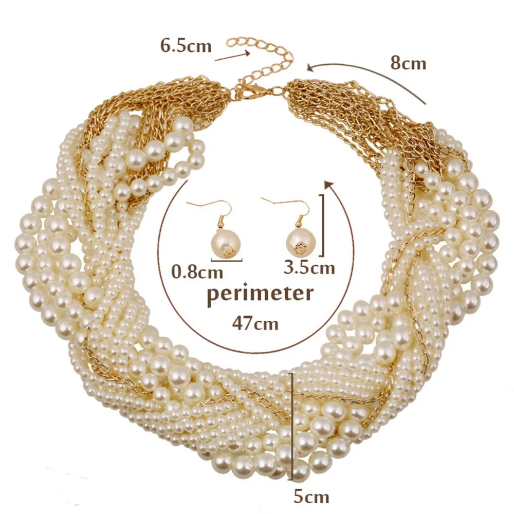 Богемский стиль, намотка, многослойный искусственный жемчуг, ювелирный набор, колье, ожерелье и серьги для женщин, модное богемное ожерелье s