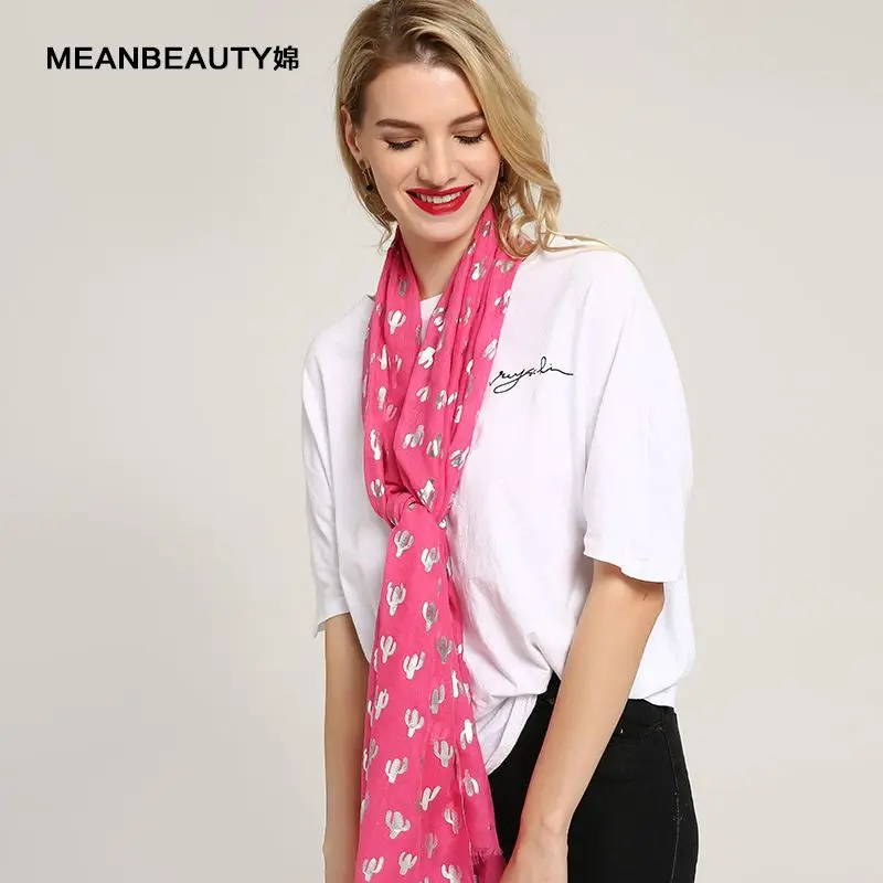 

DVLWS Bronzing Trident Pattern Scarves Ladies Soft Foulard Long Scarf Cotton Wrap Shawls Hijab Women Pashmina Luxury Large