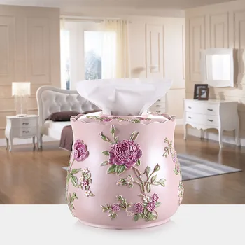

resin tissue boxes flowers pastoral napkin holder paper dispenser roll holder smoke sitting room table napkin contracted drum
