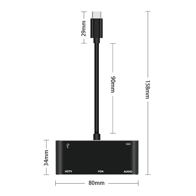 Док-станция с разъемом типа C, HDMI, VGA, USB3.0, аудио питание, концентратор для ноутбука Macbook Pro, hp, DELL, поверхность lenovo, samsung