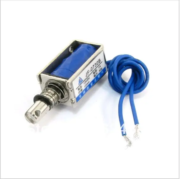 JF-0730B DC 12V 1A 10mm Stroke 0.8N 80g 0.2LB Force Push Type Open Frame Solenoid Electromagnet afbeelding