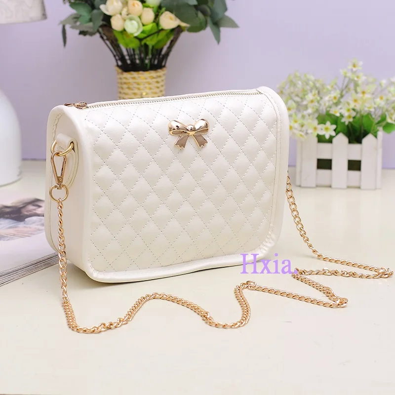 

Free shipping, 2019 new handbags, casual Korean version of the shoulder bag, lozenge chain flap, bow woman messenger bag.