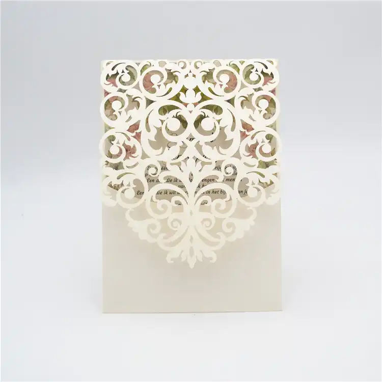 50suits Vintage Pocket Design Laser Cut Indian Wedding Invitation