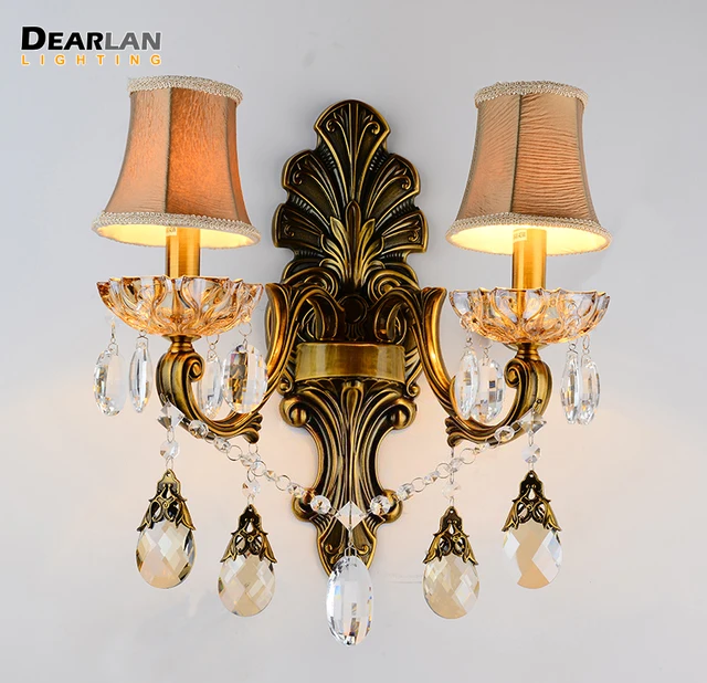 antique brass wall sconces crystal light fixture 2 arms vintage home