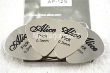 Alice AP-12S Standard Stainless Steel Guitar Bass Picks Plectrums 0.3mm Clamshell