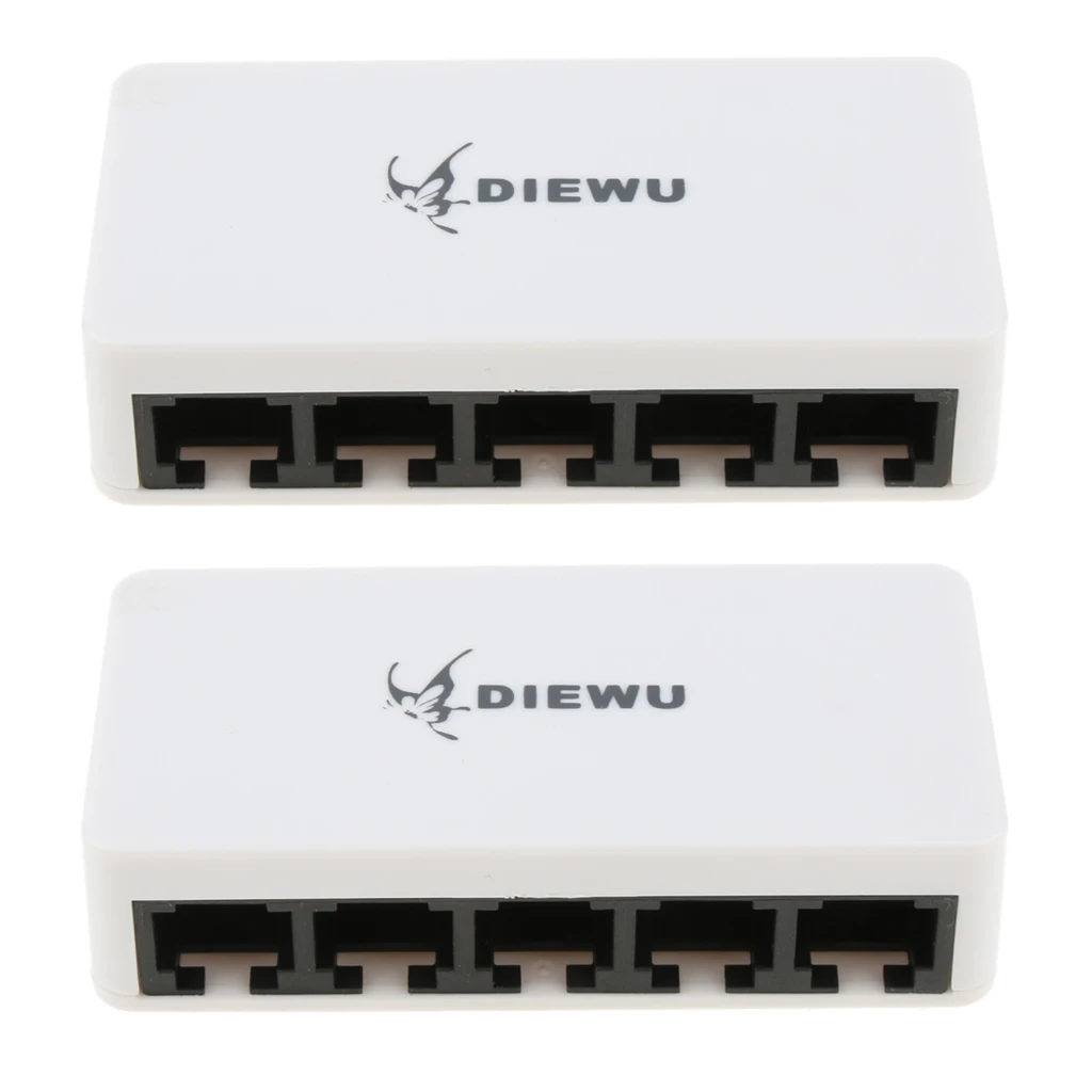 2Pcs 10/100M 5Port Micro USB Power Supply Fast Ethernet RJ45 Network Switch