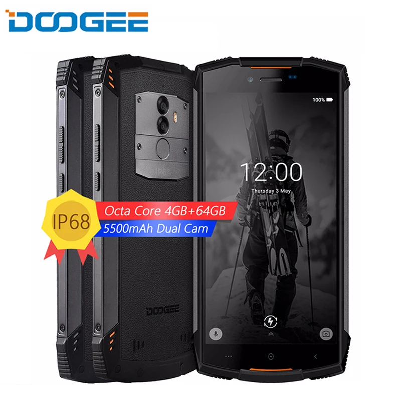 Настоящий водонепроницаемый смартфон DOOGEE S55 IP68 4 Гб ОЗУ 64 ПЗУ 5500 мАч Восьмиядерный