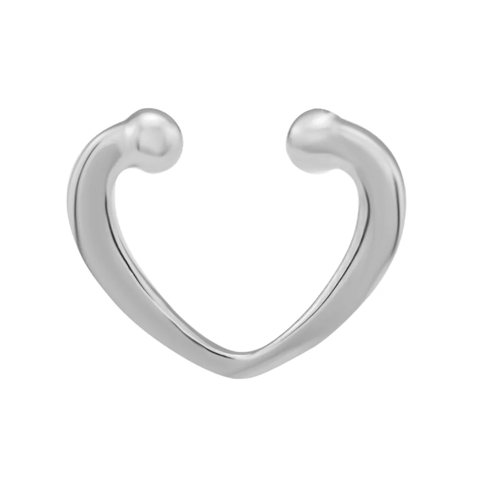 925 Sterling Silver Signature Open Heart Ear Cuff Earrings Charm