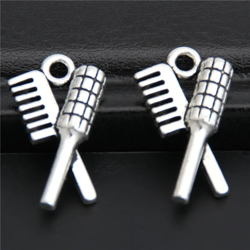 

15pcs Antique Silver Hair Comb And Brush Charms Stylist Pendant DIY Jewelry Findings A2862