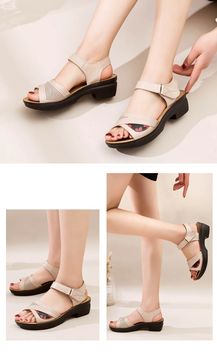ZZPOHE/высококачественные летние женские босоножки из натуральной кожи; мягкие повседневные сандалии; удобная женская обувь на плоской подошве; женская обувь