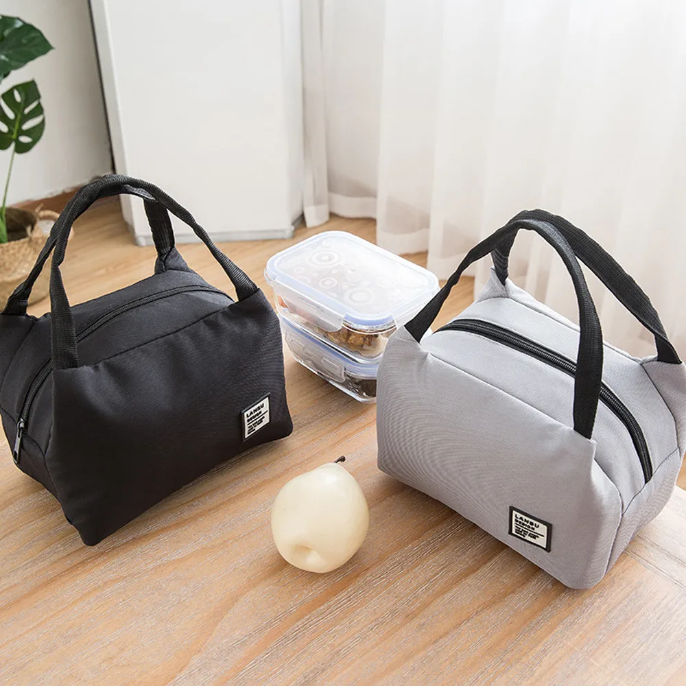 Одноцветная Портативная сумка для обеда, термоизолированная сумка для еды, безопасная сумка для обеда для детей, женская и мужская Холщовая Сумка-тоут# EP