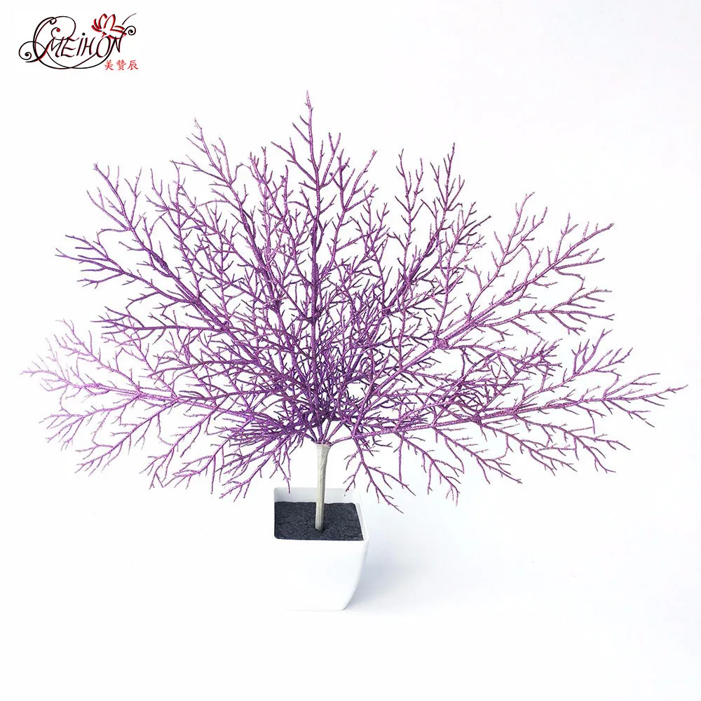 Artificial Fan Shaped Plastic Dried Branch Plant Home Wedding Decoration Gift Glitter Simulation coral|simulator| - AliExpress
