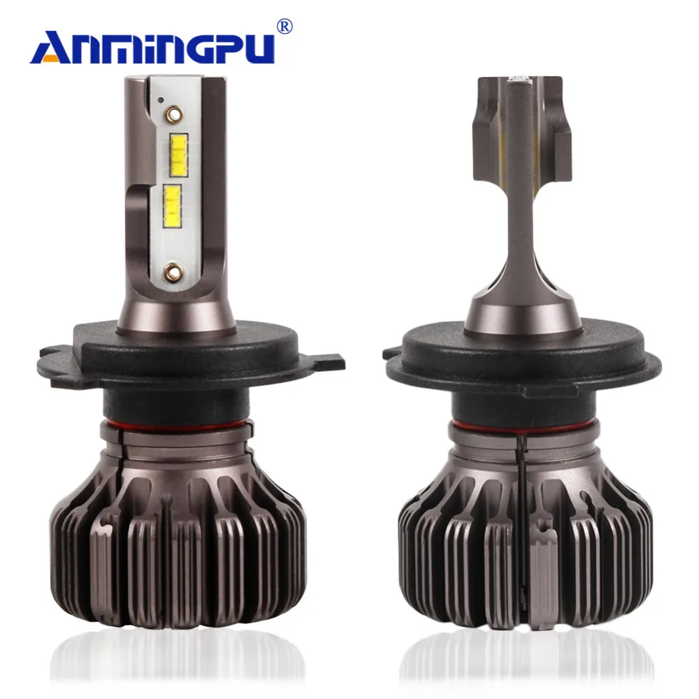 

ANMINGPU 2x Fanless Hi lo H4 Led Headlight Bulbs H7 LED H4 8000LM CSP H8 H9 9005/HB3 9006/HB4 H11 Led Headlamp Fog Light 6500K