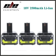 Eleoption 3x 18V 2500mAh Li Ion Rechargeable Battery For Ryobi RB18L25 One Plus for power tools
