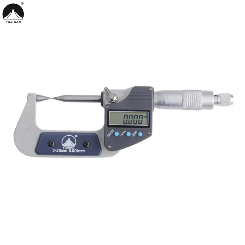 FUJISAN Digital Micrometer 0-25mm/0.001mm 30 degree Pointed Head Micrometer Caliper Measuring Tool Gauge FUJISAN Digital Micrometer 0-25mm/0.001mm 30 degree Pointed Head Micrometer Caliper Measuring Tool Gauge