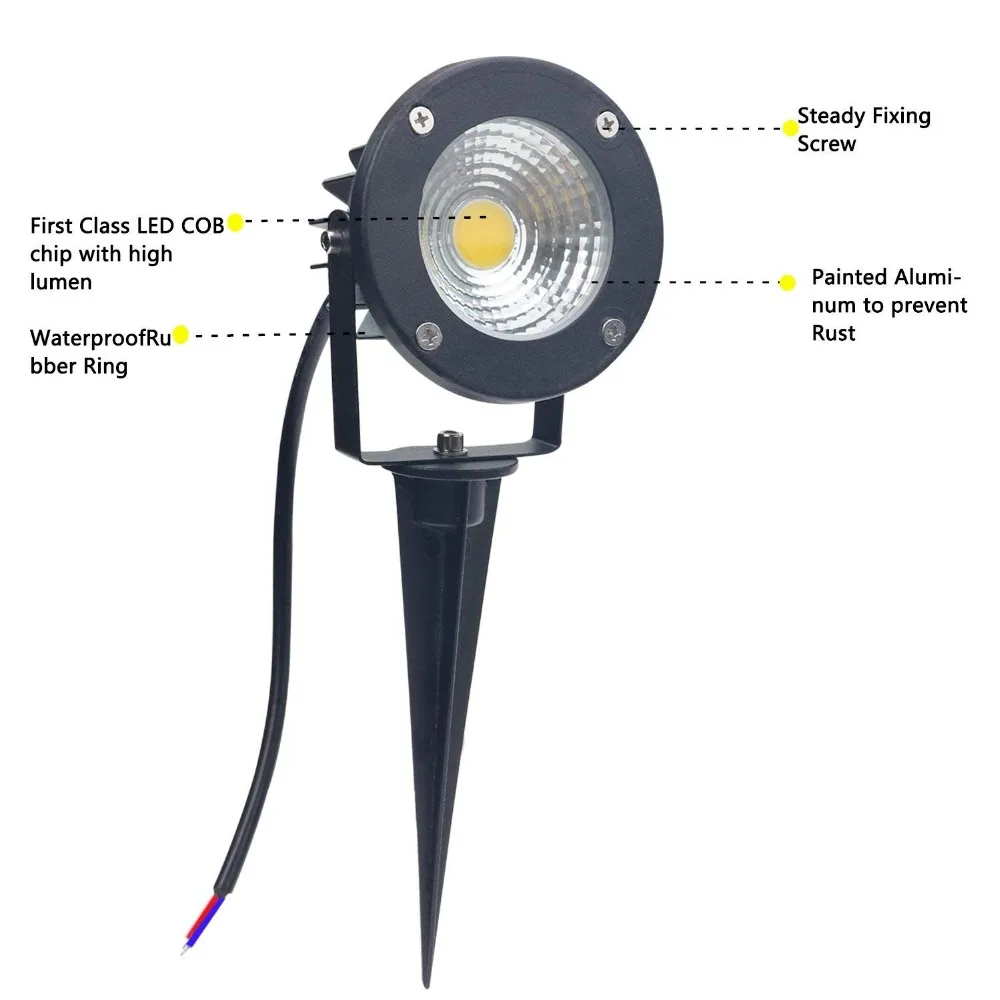Светодиодные лампы для газонов, садовый светильник, DC12V AC85-265V, уличный IP65 Водонепроницаемый Ландшафтный Точечный светильник, лампы белого, красного, синего, зеленого цвета, 5 Вт, 10 Вт, 15 Вт