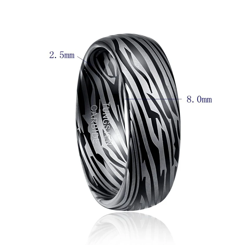 2018 Classical engaged men rings Dome Damascus Tungsten Ring Personality Wedding bridegroom Jewelry Gift ring size 7-12