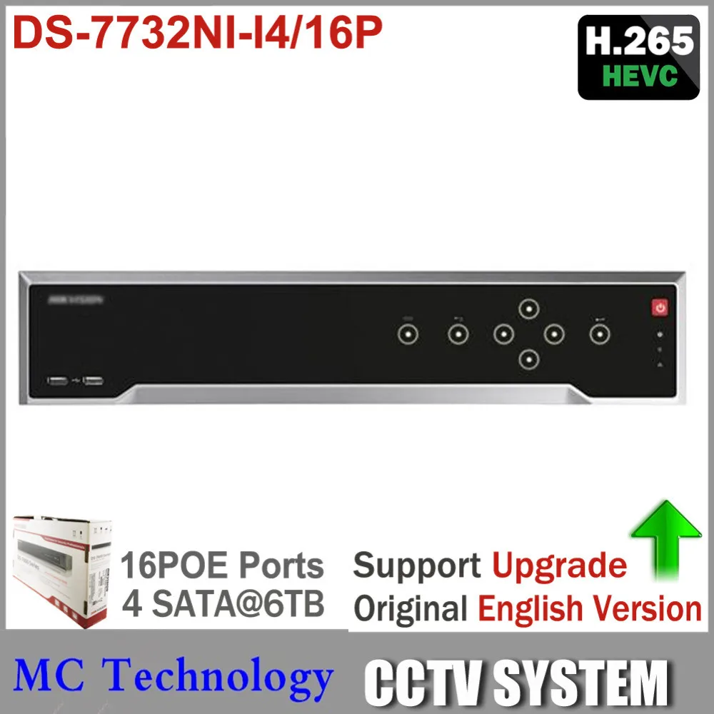English Version Plug&Plug DS-7732NI-I4/16P 32CH 16POE for IP Camera up to12MPrecording 4SATA Support dual-os&H.265,HMDI up to 4K