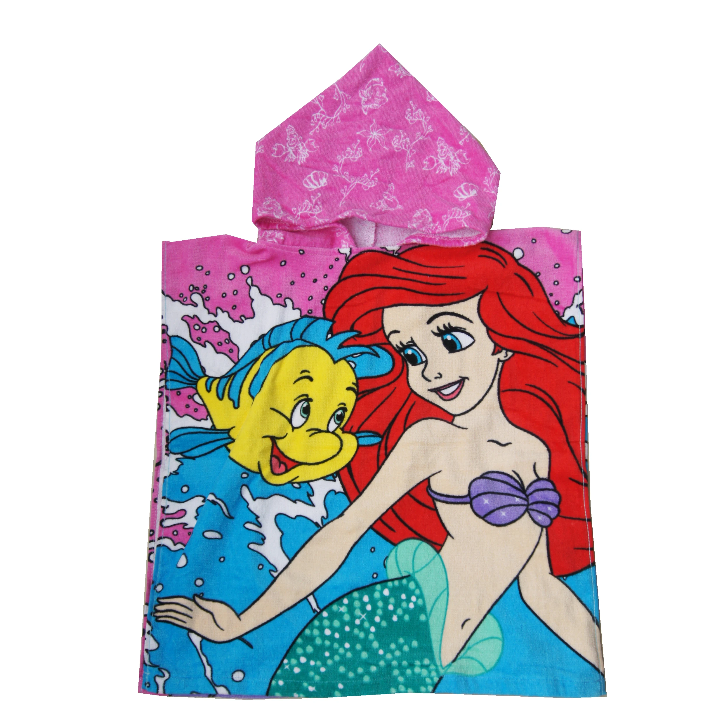 Disney маленькая Русалочка Ариэль и камбала малыша с капюшоном банное полотенце халаты для девочек обертывание покрытие для душа пляжное полотенце
