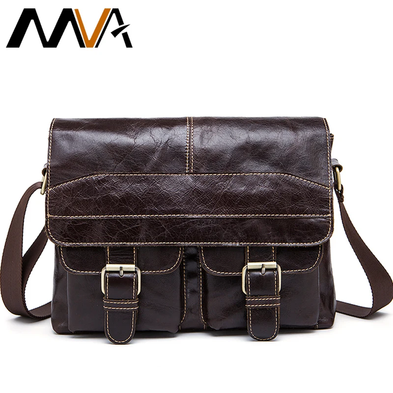 

MVA Messenger Bag Men Leather Shoulder Bags Men's Crossbody Bags Small Business Briefcases Shoulder Genuine Leather Men Bag 9880