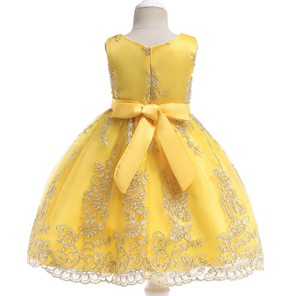 Детские штаны с заниженным шаговым швом в европейском и американском стиле Костюмы платье принцессы для девочек золотой нитью свадебное платье с вышивкой с цветочным рисунком Детские платья для девочек