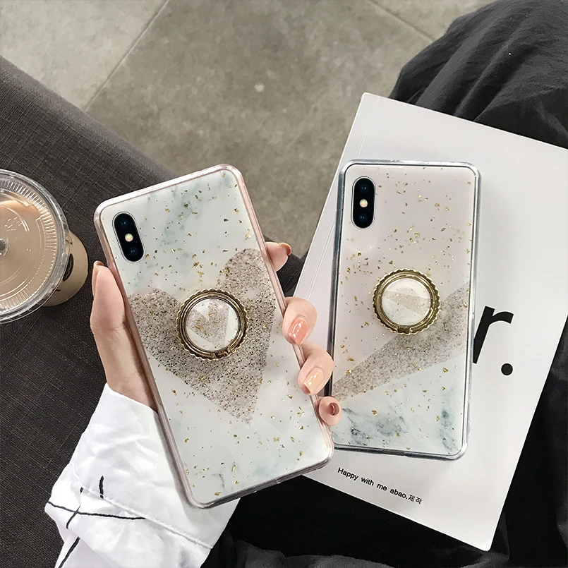 Marble Ring Stand Case For iPhone 8 Luxury Heart Design Bumper 6 6s 7 Plus X XR XS Max Mobile Phone Cases |