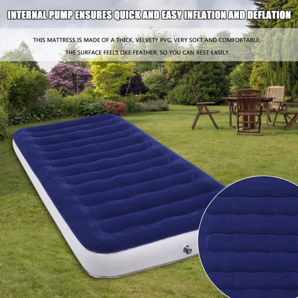 

Air Bed 203x99x22cm Inflatable Mattress Comfortable Sleeping Mats With Air Pump Flocking Ventilate Camping Pad