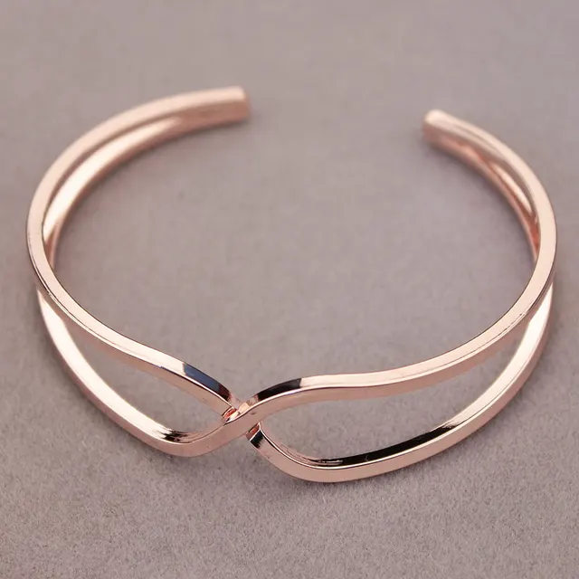 New Elegant Unique Design Female Jewelry Rose Gold Simple Metal Cuff New Elegant Unique Design Female Jewelry Rose Gold Simple Metal Cuff Bracelets Bangle Open Charm Bracelet For
