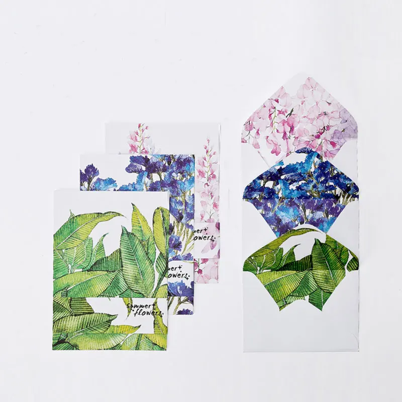 

Kawaii 12 sheet letter paper+ 6 pcs envelopes leaves and flowers Letter pad Set writing paper Office&School Supplies