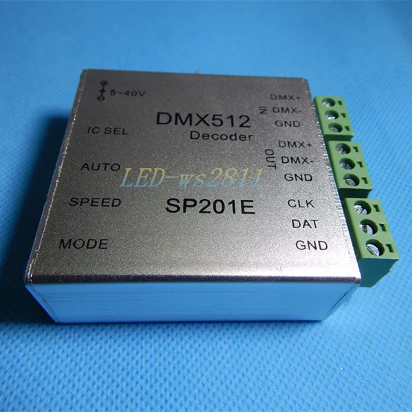 DC5V ~ 40V SP201E DMX512 decoder driver led rgb controller SPI Converter easy to use for ws2811 ws2801 ws2812 strip tape | Освещение