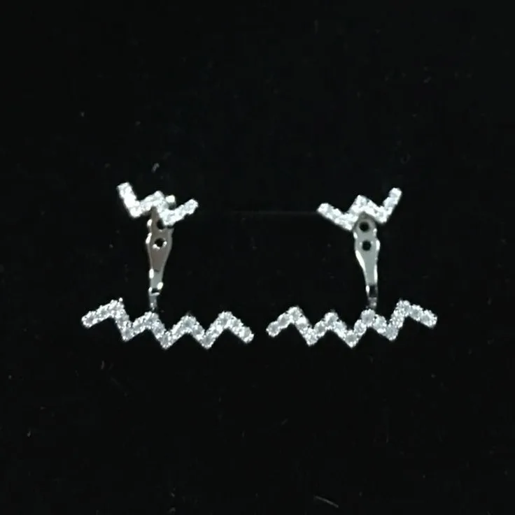 

Brand New Arrvial Wavy line Z letter shape Stud Earrings Mirco Inlay Zircons S925 sterling silve earrings bijoux en argent 925