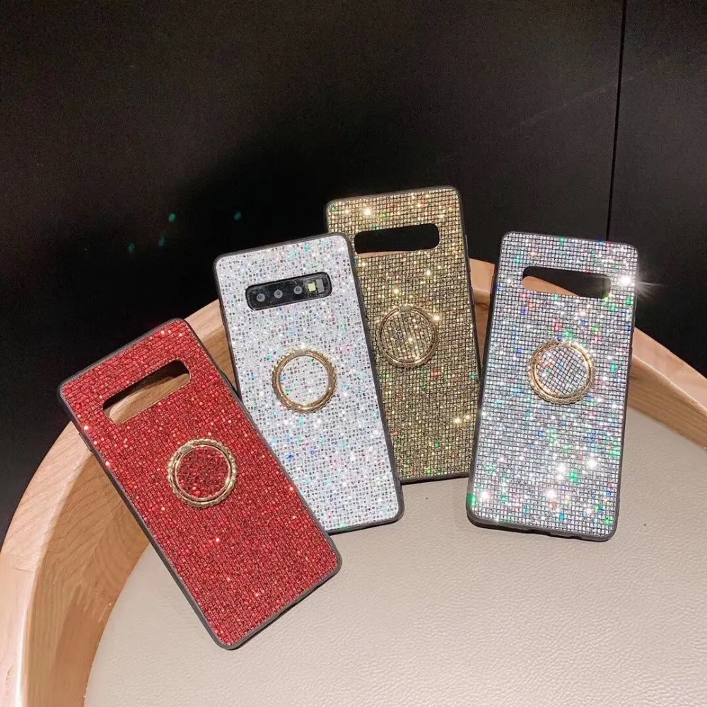 Case For Samsung Galaxy Note 9 S10 S10e S9 S8plus Glitter shell s10Lite note8 s10 plus back covers ring-shaped support |