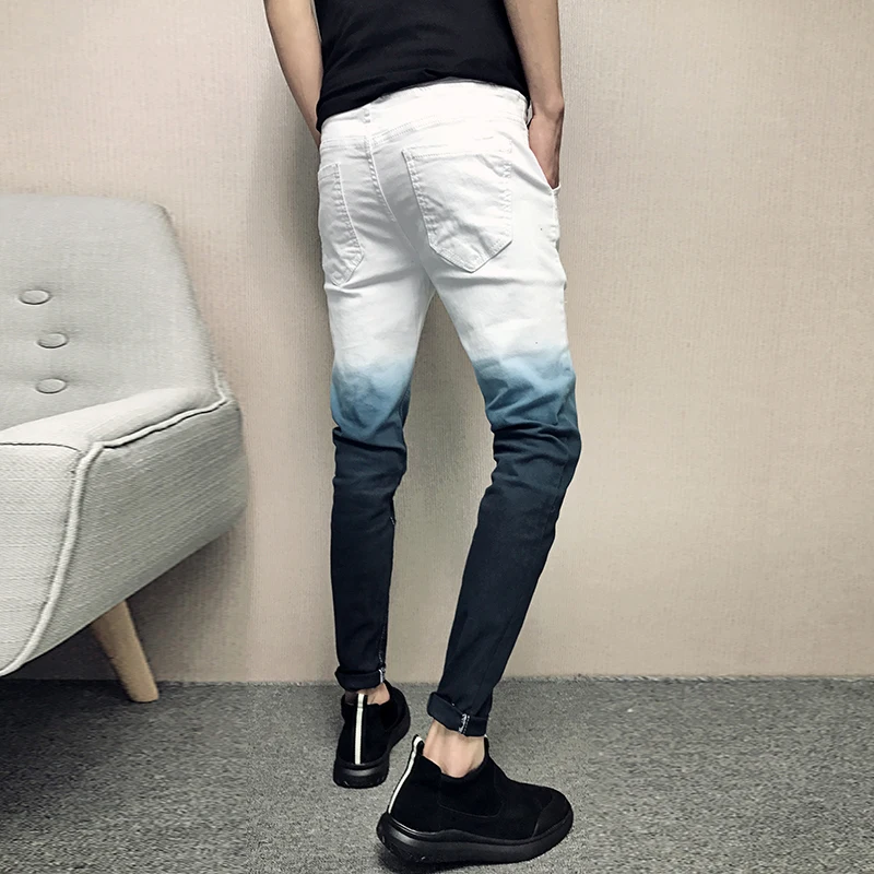 2019 Summer Jeans Men Gradient Color Streetwear Men Jeans Slim Fit Casual Skinny Jeans Men All Match Comfortable Trousers Men