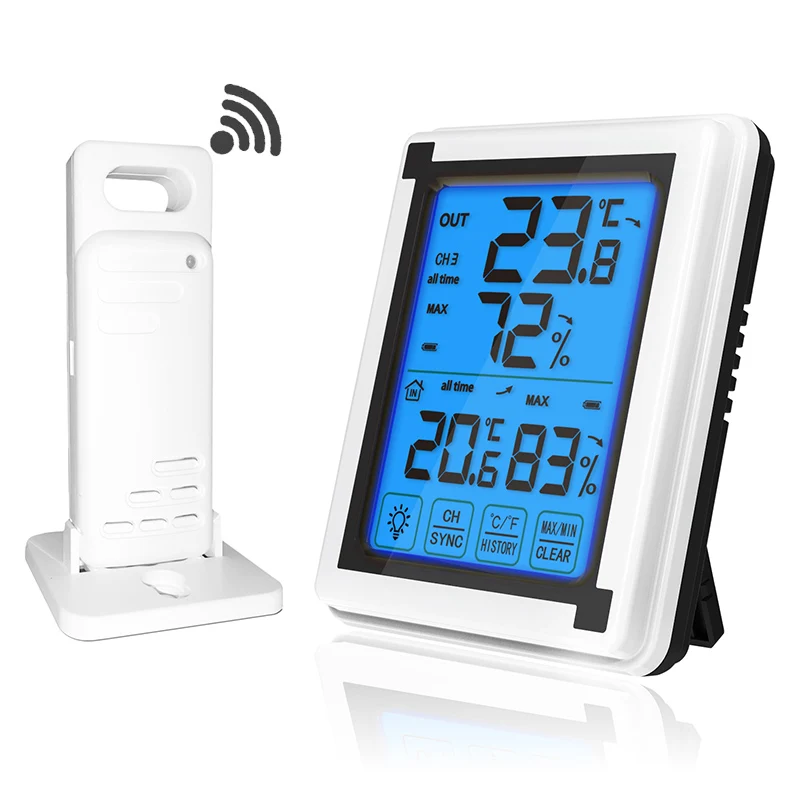 Digital Wireless Weather Station Touch Screen+ Outdoor Weather Forecast Sensor Backlight indoor outdoor Thermometer Hygrometer