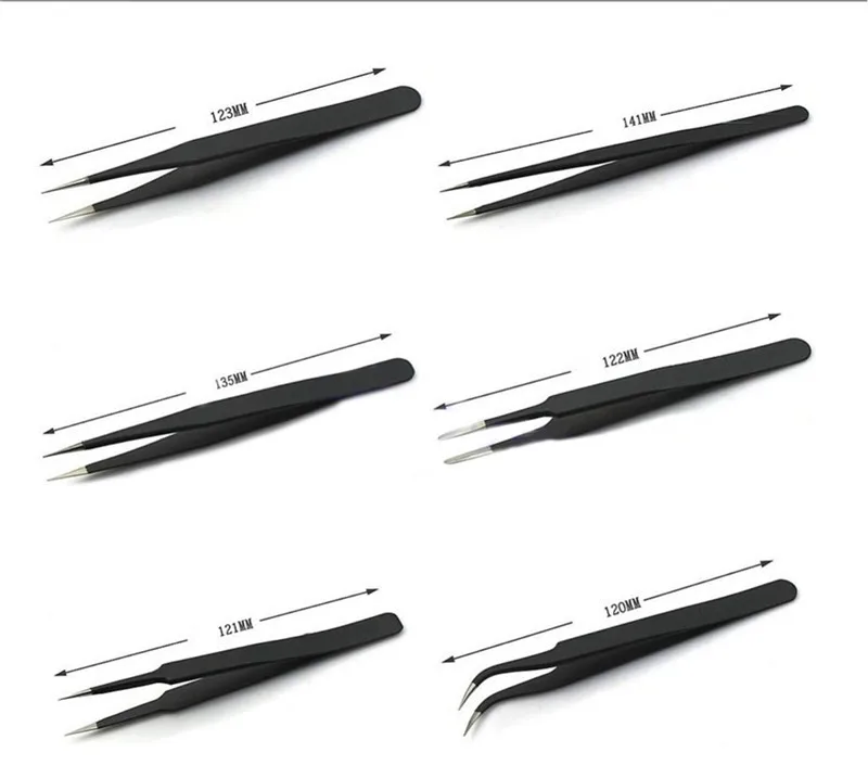 6 шт. Tweezers10-15 высокоэластичные антистатические нержавеющая сталь пайки ESD пинцет для паяльной станции ручные инструменты